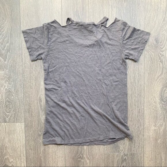 Revolve LNA Bolero Tee T-shirt Top Cut out Short Sleeve Cotton blend Carbon XS - Picture 12 of 13